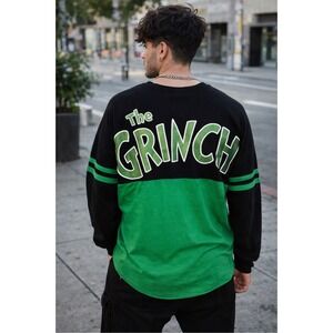 The Grinch Universal Studios Long Sleeve Spirit Jersey Black Green Glitter L.